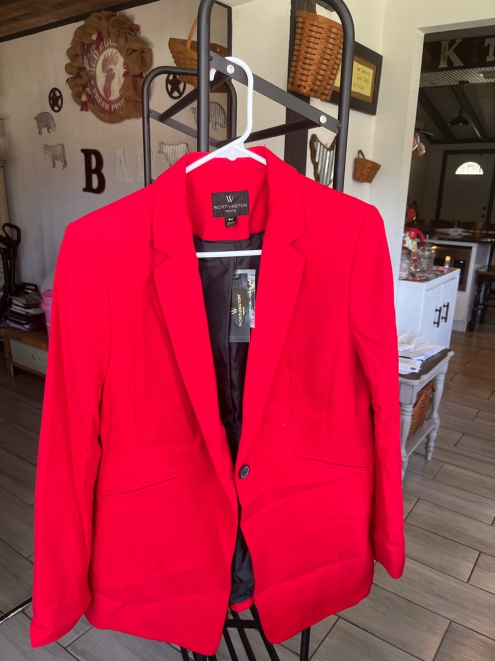 Worthington Bright Red Single-Button Blazer
